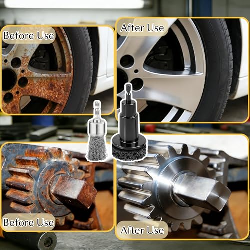 Wheel Hub Cleaning Tool, Brake Rotor Resurfacing Kit - 5 Pads & Coarse Carbon Steel Crimping Wire Wheel Brush, Rust Removal Tool for Car Repair - view 5
