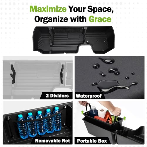 Under Seat Storage for 2019-2026 Chevy Silverado 1500/GMC Sierra 1500 & 2020-2025 Silverado/Sierra 2500HD/3500HD, ABS 6PCS Kit with Mesh Pocket & Inner Bin, Silverado Accessories Black - view 5