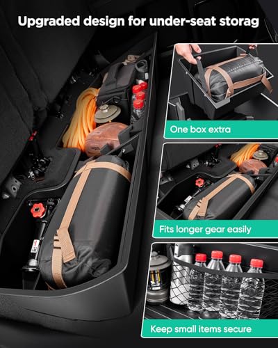 Truck Underseat Storage for Silverado Sierra: 2019-2026 Crew/Double Cab, Rear Under Seat Organizer Tool Box Car Accessory for Chevy Silverado & GMC Sierra 1500 2500HD 3500HD (w/ Detach Bin & Mesh Net) - view 4