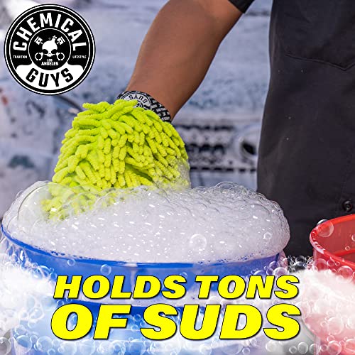 Chenille Microfiber Wash Mitt for Cars, Lime Green, Single - view 2
