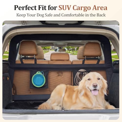 Dog Car Barrier for Cars SUVs Trucks – 50" Wide Pet Divider for Back Seat & Cargo Area, Heavy-Duty Metal Frame with Chew-Proof Transparent Mesh, Universal Fit Car Dog Gate for Travel Safety - view 2