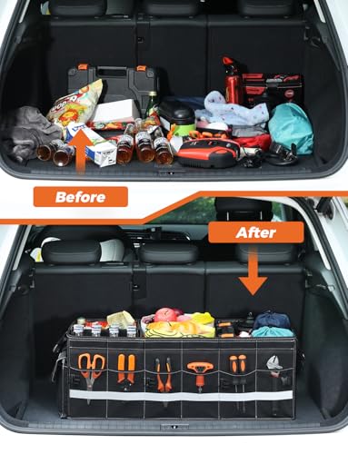 Car Trunk Organizer with Foldable Soft Lid 75L 4 Compartments - view 2
