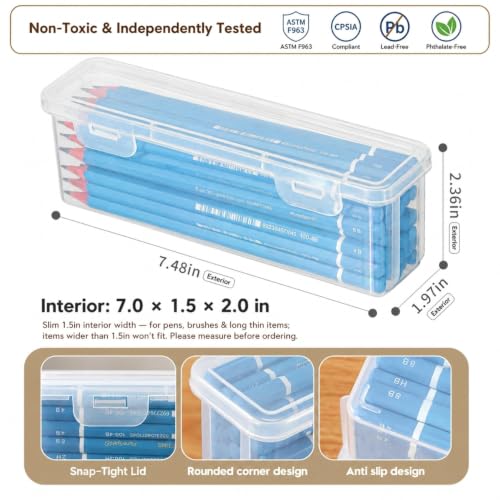 10 Pack Slim Narrow Storage Box, Clear Pen & Makeup Brush Organizer - view 3