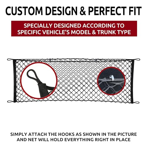 Envelope Style Automotive Elastic Trunk Cargo Net for Ford Mustang 2015-2026 - Premium Trunk Organizer and Storage - Luggage Net for Coupe - Car Organizer for Ford Mustang 2015-2026 - view 3