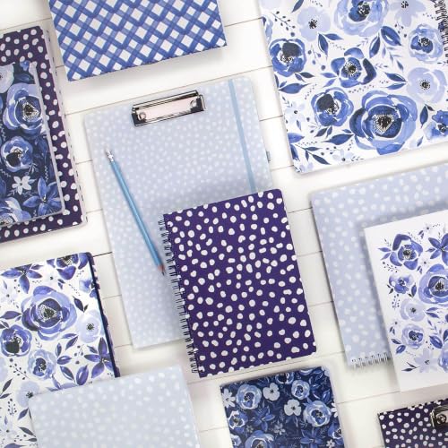 Steel Mill & Co. Cute Clipboard Folio with Notepad, Light Blue Dots - view 6