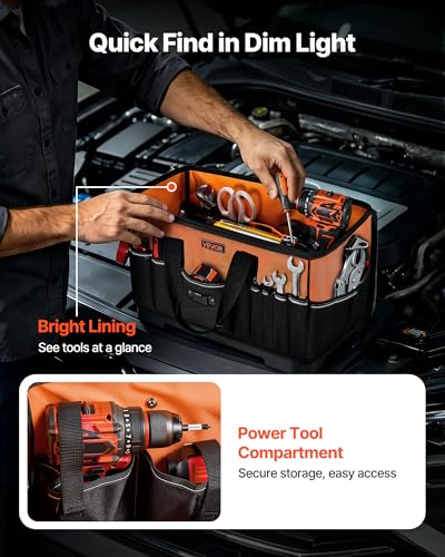 Tool Bag, 19.1 Inch, 33-Pocket Portable Large Tool Box Organizer Storage, Toolbox with Water-Resistant Base, Zipper, Adjustable Shoulder Strap Toolbag, for Men Women Dad Husband Fathers Day - view 6
