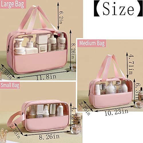 Hanging Travel Toiletry Bag for women, Waterproof Cosmetic Bag Portable Travel Makeup Pouch Multifunction Handle Travel Toiletry Bag Organizer for Women, Cosmetic Bags for Women Travel Set(3Pcs Pink) - view 2