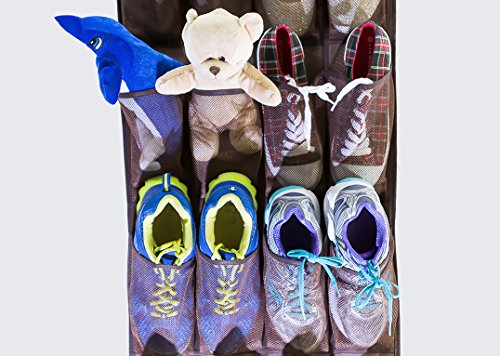 Roomganize Large Over the Door Shoe Organizer for Mens Sneakers (Bison brown) - view 3