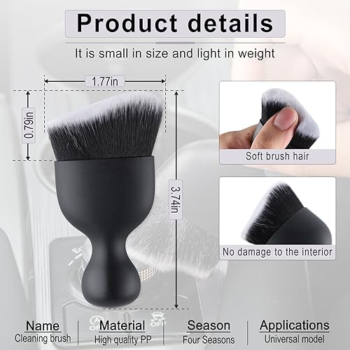 Car Detailing Brushes, Car Interior Dust Sweeping Soft Brush, Soft Bristles Brush Cleaning Tool for Automotive Dashboard, Air Conditioner Vents, Computer, Scratch Free(Black with White) - view 2