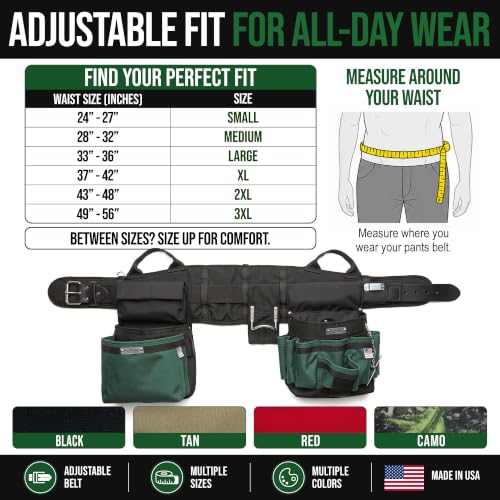 BAG Ultimate Electrician Tool Belt, Medium 28–32" Waist, Green - view 5