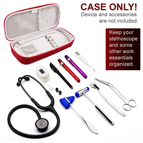 Hard Stethoscope Case, Large Stethoscope Carrying Case with ID Slot, Compatible with 3M Littmann/ADC/Omron/MDF Stethoscope Includes Mesh Pocket for Nurse Accessories (Fire Red) - view 7