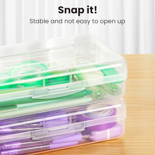 Plastic Pencil Case Box 6 Pack, Large Crayon Maker Pen Organizer - view 4