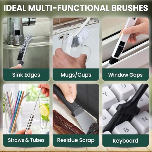 Crevice Cleaning Brush Set 3Pcs Hard Bristle Tools for Narrow Spaces - view 2