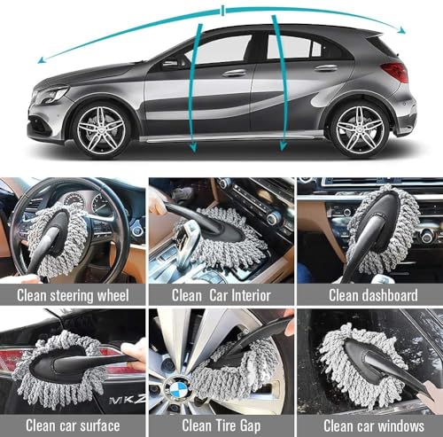 Multi-Functional Car Duster Cleaning Dirt Dust Clean Brush Dusting Tool Mop Gray Car Cleaning Products - view 4