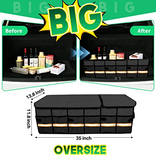 Trunk Organizer Cargo Organizer Trunk Storage Waterproof Collapsible Durable Multi Compartments-((Oversize,Black) - view 3