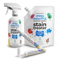 Messy Eater Stain Treater Bundle - 16oz Spray + 16oz Refill Pouch + 2 Pack To Go Instant Stain Remover Pens - Baby Laundry Essentials - Travel Size On The Go Kit