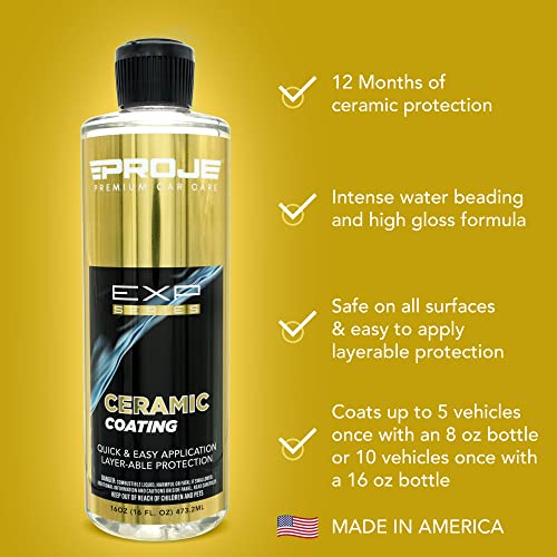 Proje Premium Car Care Deluxe Ceramic Kit 5-Piece | Premium Ceramic Coating Kit for Cars Trucks RVs and Motorcycles | Prep Spray Ceramic Coating | Plush Microfiber Towels & Applicator Sponge - view 6