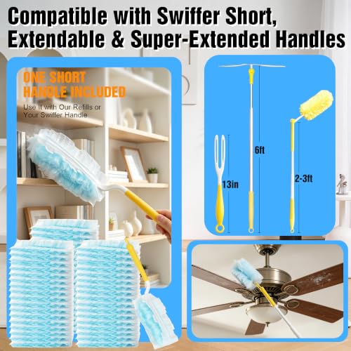 60PCS Disposable Duster Refills Compatible with Swiffer with 1 Short Handle - view 6