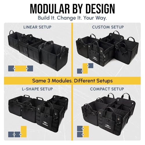 Extra Large Car Trunk Organizer System, Modular & Collapsible, Black - view 2