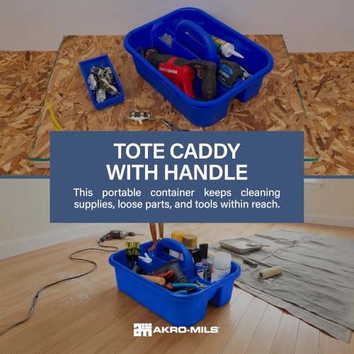 09185 Plastic Tote Tool & Supply Cleaning Caddy with Handle, (18-3/8-Inch x 13-7/8-Inch x 9-Inch), Blue (09185BLUE) - view 2