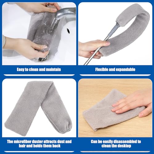 Feather Duster Set (4 Pieces), 30-100 inch Microfiber Retractable Gap Duster for Cleaning Ceilings, Furniture Refrigerators and Under Sofas - view 6