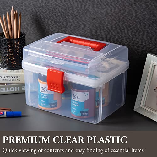 10 Inch Clear First Aid Bin with Tray & Quick Access Lid, Red - view 3