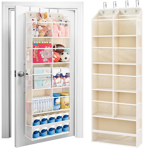 Over the Door Organizer, Extra Large Storage for Bedroom, Beige