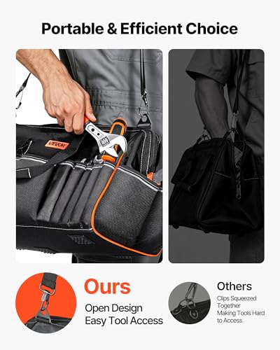 Tool Bag, 20 Inch, 33-Pocket Portable Large Tool Box Organizer Storage, Toolbox with Big Zipper, Adjustable Shoulder Strap, Water-Resistant Carry Toolbag, for Men Women Dad Husband Fathers Day - view 7