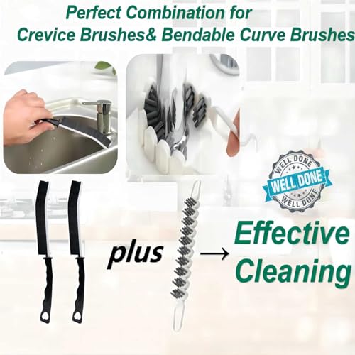 Crevice Cleaning Brush Hard Bristle Grout Brush Scrub Brush Toilet Brush Cleaning Tools Cleaning Supplies for Household Use Bathroom Kitchen 3 Pcs (Black&White) - view 3