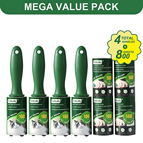 Lint Rollers Pet Hair Extra Sticky Clothes,Cat Dog Hair Remover Laundry Furniture Carpet,Total 800 Sheets Lint Remover Brush for Couch Green - view 2