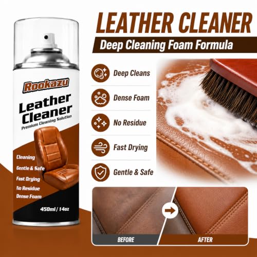 Leather Cleaner and Conditioner Kit,2 x 14 oz Car Leather Care Set with Horsehair Cleaning Brush, Deep Cleans, Conditions and Restores Car Interiors, Furniture, Shoes, Boots, Bags & Apparel - view 3