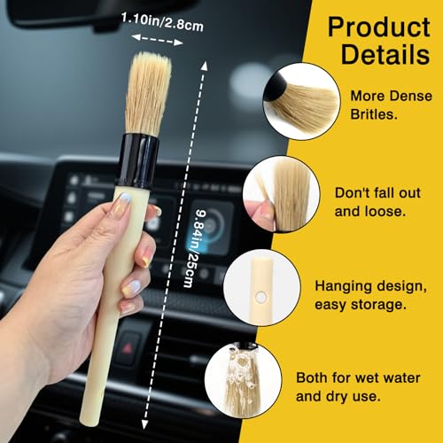 Boar Hair Vent & Dash Detailing Brushes – Premium Soft Bristle Cleaning Tools for Car Interior & Exterior – Professional-Grade Auto Detailing Accessory for Enthusiasts & Pros - view 4