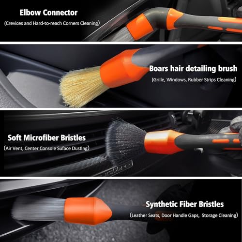 7PCS Car Interior Detailing Kit,Leather Cleaning Set,Orange/Brown - view 4