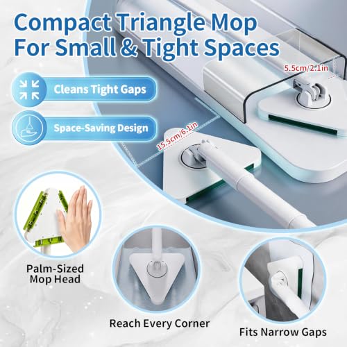 Snap Grip Mini Clamp Triangular Dust Mop, One-Click Cloth Change - view 2