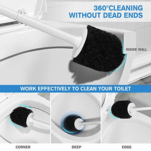 Toilet Brush 2 Pack, Toilet Bowl Brush with Ventilated Holder and Ergonomic Long Handle, Durable Bristles Toilet Scrubber Set for Bathroom Cleaning(White) - view 2