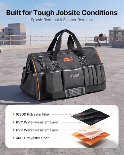 Tool Bag, 20 Inch, 33-Pocket Portable Large Tool Box Organizer Storage, Toolbox with Big Zipper, Adjustable Shoulder Strap, Water-Resistant Carry Toolbag, for Men Women Dad Husband Fathers Day - view 4