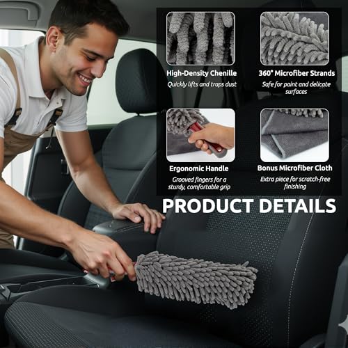 Car Duster Interior, 360° Microfiber Fingers, Lint & Scratch Free - view 3