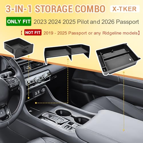 3PCS Center Console Organizer Insert Tray for Honda Pilot & Passport - view 2