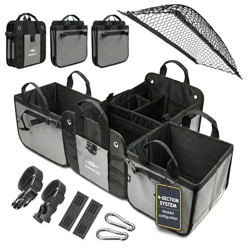 Extra Large Modular Collapsible Car Trunk Organizer System, Gray