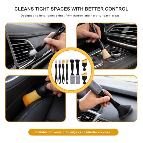 8PCS Car Detailing Brush Set, Multi-Use Auto Interior & Exterior Cleaning Brushes Soft Bristle Detailing Tools, Vehicle Brush Kit for Cleaning Air Vents Center Console Seat Gaps - view 6