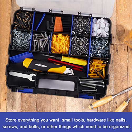 Small Parts Storage Case Tools Box Organizer Double Side 34 Compartments Hardware Organizers with Removable Plastic Dividers for Screws Nuts Nails Bolts - view 4