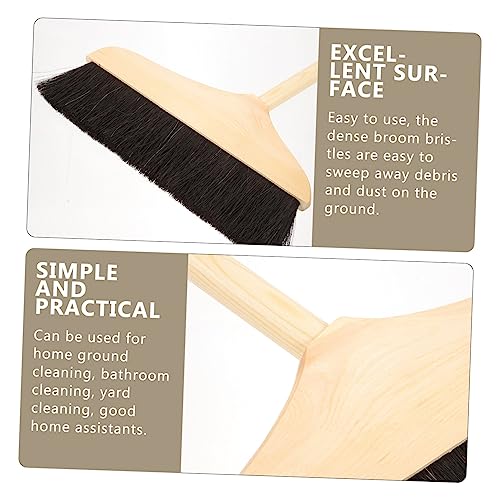 Horsehair Broom with Long Handle Soft Pine Bristles for Indoor Hardwood Floor Tile Cleaning Sweeping Tool 37.00In - view 3
