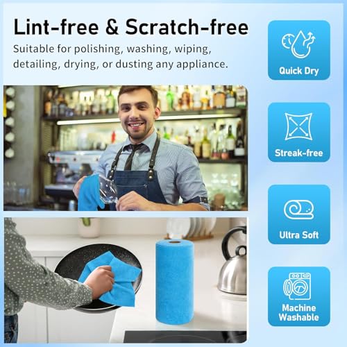 Microfiber Cleaning Cloth Roll,300 Pack Tear Away Microfiber Towels, Reusable Washable Shop Towels, Lint Free All-Purpose Cleaning Rags for Car Kitchen Garage Bar 11.5"x11.5" - view 3