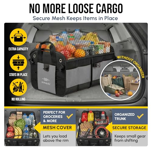 Large Car Trunk Organizer, Modular & Collapsible, Gray - view 6
