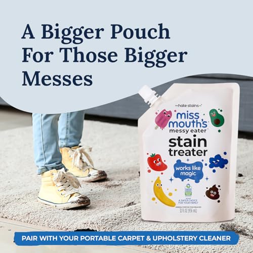 Messy Eater Stain Treater Bundle, 16oz Spray Bottle and 32oz XL Refill Pouch - Laundry Stain Remover for Clothes - Baby Feeding Essentials - Works on Carpet and Upholstery - 2 Pack Kit - view 2