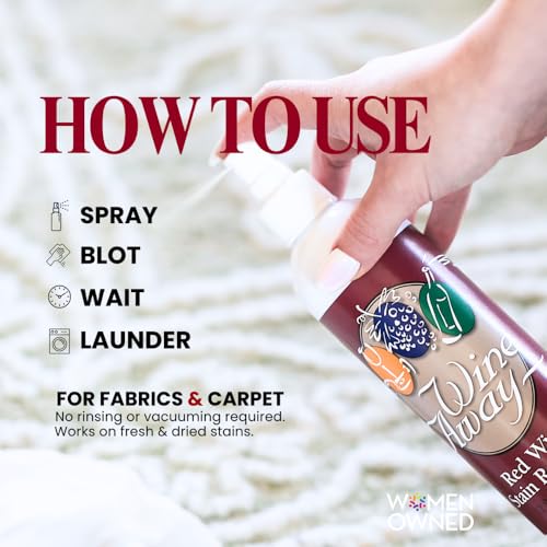 Red Wine Stain Remover - Perfect Fabric Upholstery and Carpet Cleaner Spray Solution - Removes Wine Spots - Wine Out - Spray and Wash Laundry to Vanish Stain - 12 Ounce, Set of 3 - view 3