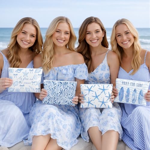 12 Pcs Beach Themed Gifts Ocean Cosmetic Bags Coastal Makeup Bags - view 4