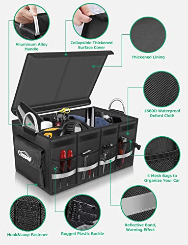 Trunk Organizer with Sturdy Hard Lid, Large, Black - view 3