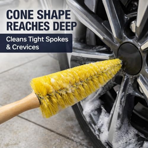 Wheel Spoke Brush for Rims & Wheels - Cone Shape for Cleaning Crevices & Hard-to-Reach Areas, Chemical Resistant, Safe on All Finishes - 1 Pack - view 2