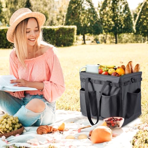 Car Trunk Organizer Multifunctional Storage Toolbox Carry Griddle,Large Grill Utensils Accessory Grilling Tools Basket Carrying Caddy Tool Tote Bag Storage Box Camp Cooking bbq Outdoor(Black) - view 5